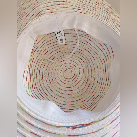 NWT BP. Nordstrom Floppy Straw Sun Hat White Rainbow - Picture 5 of 5